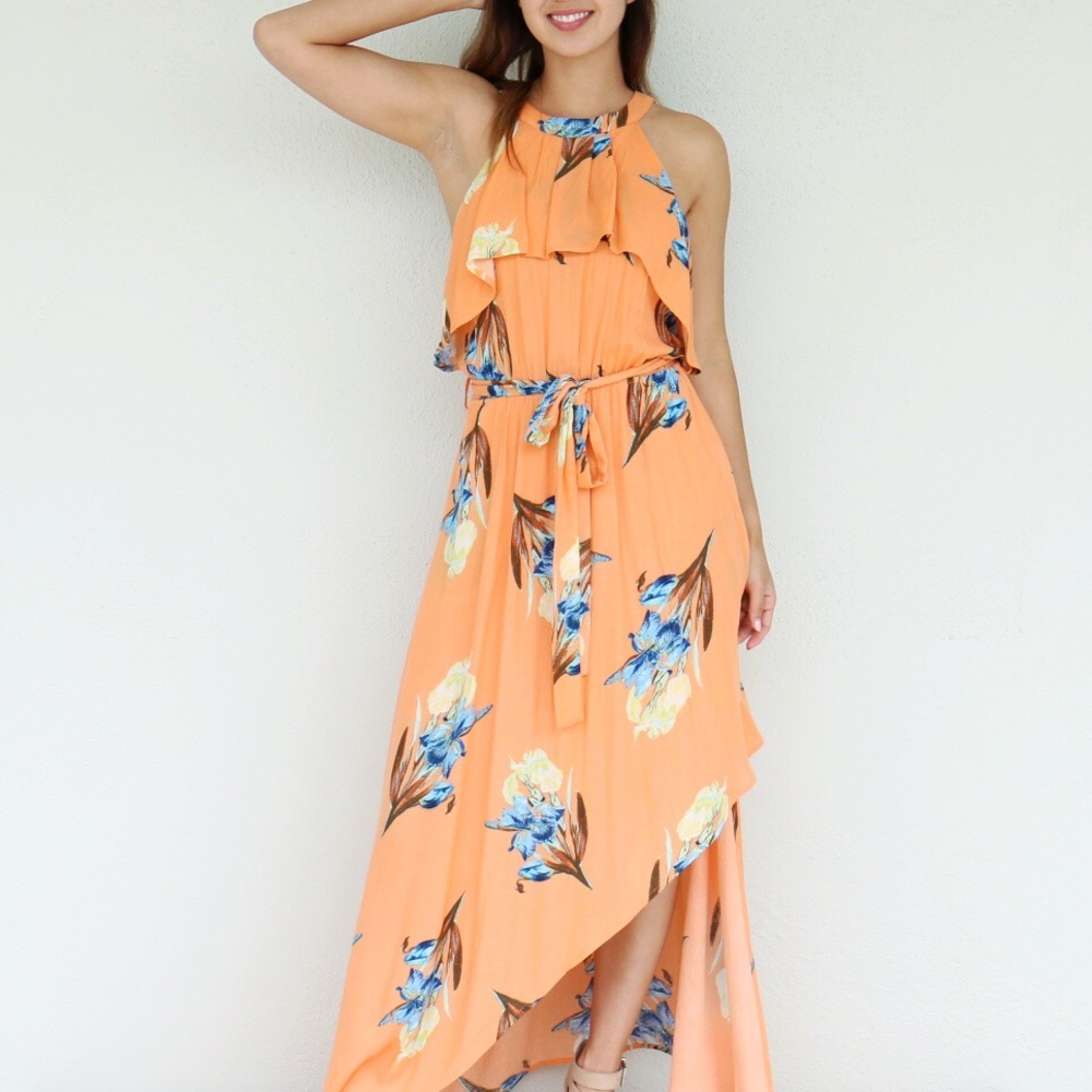 orange floral maxi dress - Picture 5 of 6